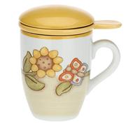 THUN - Accessorio Decorativo Casa, Tisaniera in Porcellana Country con Girasole e Farfalla