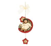 THUN - Acchiappasogni con Angelo in Ceramica Decorata a Mano, Linea Desideri di Natale, Stella 4x4x1.6 cm; Angelo 29 cm