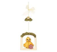 THUN, Acchiappasogni con Scritta "Welcome" e Uccellino Giallo Colin in Ceramica Decorata a Mano, Linea Racconti d'Autunno, 17 cm h