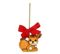 THUN - Addobbi Natalizi, Cerbiatto con Stella in Ceramica Decorata a Mano, Versione Piccolo - Idea Regalo Natale 2022-5.6x3.7x4.4 cm h