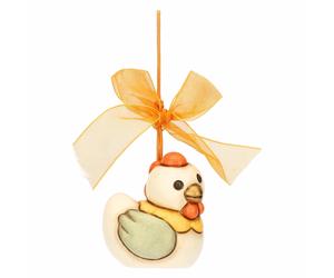 THUN Addobbo Gallina Ester in Ceramica Decorata a Mano con Nastro Linea Sorprese