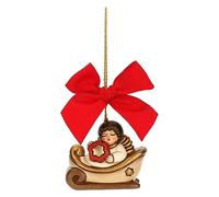 THUN - Addobbo Natalizio Slitta Componibile Angelo in Ceramica Decorata a Mano, 6.5x4.5x5.2 cm h