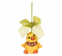 THUN, Addobbo Pulcino Polly in Ceramica Decorata a Mano con Nastro, Linea Sorprese di Pasqua, 4.8 x 3.6 x 4.6 cm h