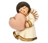 THUN - Angelo con cuore rosa - ceramica - Collezione Bomboniera - 5.8 x 4.8 x 7.4 cm