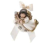 THUN® - Angelo da Parete con Mandolino - Formella con Fiocco Bianco - Ceramica - Linea I Classici