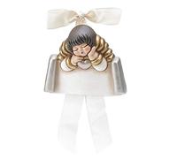THUN® - Angelo Piccolo da Parete con Targetta Personalizzabile - Formella con Fiocco Bianco - Ceramica - Linea I Classici