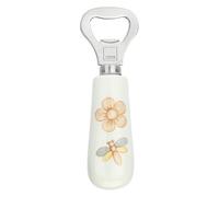THUN - Apri Bottiglie Decorato con Fiore e Libellula - Accessori Cucina - Linea Elegance - Gres, Acciaio Inossidabile - 13 cm