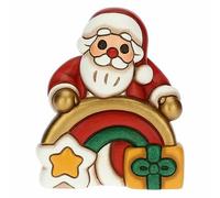 THUN - Babbo Natale con Arcobaleno in Ceramica Decorata a Mano, Linea Desideri di Natale, Decorazioni Natale Casa, 8.7x6.1x10.5 cm h