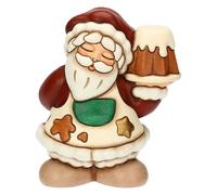 THUN - Babbo Natale con pandoro in ceramica, medio - Thunland - 9,6x7,5x11,9 cm