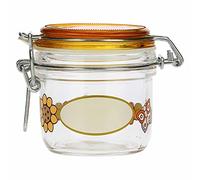 THUN - Barattolo Ermetico in Vetro con Fiori - Arancione - Arredo Casa, Cucina - Idea Regalo - Linea Country - Vetro - 200 ml; h 8,9 cm; ⌀ 8 cm