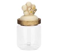 THUN, Barattolo in Vetro con Coperchio in Legno Versione Piccola, Contenitori per Alimenti, Linea Elegance, 400 ml di Capienza, Ø 9 cm, 11 cm h