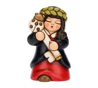 THUN, Bomboniera di Laurea in Ceramica Decorata a Mano, Bimba con Pergamena e Coccinella Portafortuna, Linea Bomboniere, 4x3,9x7 cm h