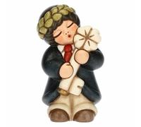 THUN, Bomboniera di Laurea in Ceramica Decorata a Mano, Bimbo con Pergamena e Coccinella Portafortuna, Linea Bomboniere, 4x3,9x7 cm h