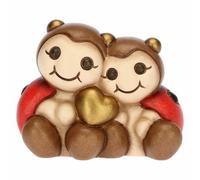 THUN, Bomboniera in Ceramica Decorata a Mano con Coppia di Coccinelle con Cuore, Simbolo d'Amore e Portafortuna, Linea Bomboniere, 5.6x3.5x4.3 cm h