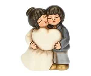 THUN, Bomboniera Matrimonio con Coppia di Sposini Uniti in un Abbraccio, Ceramica Decorata a Mano, Versione Piccola, Linea Bomboniere, 5.5x3.5x7 cm h