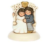 THUN, Bomboniera Matrimonio Top Cake con Sposini in Ceramica Decorata a Mano, Linea Bomboniere, 12.3x12x14.2 cm h