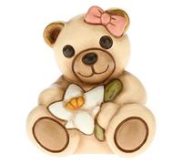 THUN - Bomboniera Teddy con Giglio - Bomboniera Bambina - Bomboniera Prima Comunione - Linea Bomboniere - Ceramica - 5,7 x 4,3 x 5,1 h cm