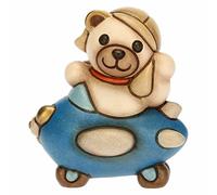 THUN, Bomboniera Teddy Motors su Aeroplanino in Ceramica Decorata a Mano, Linea Bomboniere, 5.4x4.2x6.6 cm h
