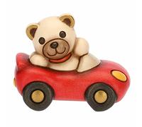 THUN, Bomboniera Teddy Motors su Macchina in Ceramica Decorata a Mano, Linea Bomboniere, 6.8x4.5x5.5 cm h