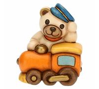 THUN, Bomboniera Teddy Motors su Trenino in Ceramica Decorata a Mano, Linea Bomboniere, 5.4x4.5x6.5 cm h