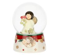 THUN, Boule De Neige Angelo Con Vischio in Vetro e Ceramica di Alta Qualità, Versione Media, Collezione Natale, Arredamento da Collezione, Idea Regalo per Natale, Ø 7,9 cm, 11 cm h
