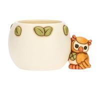 THUN, Cachepot con Gufo Lucky in Ceramica Decorata a Mano, Versione Piccola, Linea Racconti d'Autunno, 26x19.5x15 cm h