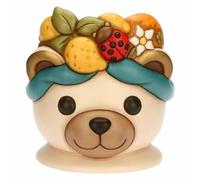 THUN, Cachepot Teddy Corona con Limoni e Coccinella Ella in Ceramica Decorata a Mano, Versione Grande, Idea Regalo, 19.3 x 23.3 x 22 cm h