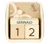 THUN, Calendario da Tavolo in Ceramica Decorata a Mano, Linea Iconic Elegance, Idea Regalo per la Casa, 11.4 x 11.4 x 6 cm