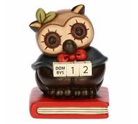 THUN, Calendario Laurea con Gufo Lucky in Ceramica Decorata a Mano, 8.2 x 8 x 10.5 cm h