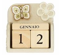 THUN - Calendario Perpetuo Da Tavolo - Living, Arredare La Casa - Idea Regalo - Linea Prestige - Ceramica, Mese e Numeri in Legno - 11,3x5,8x11,6 cm h