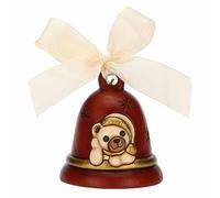 THUN - Campanella Limited Edition 2023 Rossa con Teddy in Ceramica Decorata a Mano, Decorazioni Natale Casa, 7.3x7.3x8.5 cm h