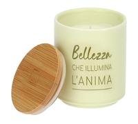 THUN - Candela "Bellezza che illumina l'anima" - base: stoneware, tappo: legno - Collezione Candele - 125 g - Ø 6.5 cm, 8 cm h