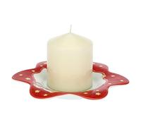 THUN - Candela con Piattino Portacandela in Porcellana Decorata a forma di Stella, Linea Sweet Christmas, 20x2x18 cm