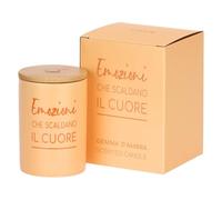 THUN - Candela "Emozioni che scaldano il cuore" - base: stoneware, tappo: legno - Collezione Candele - 185 g - Ø 7 cm h, 10 cm h