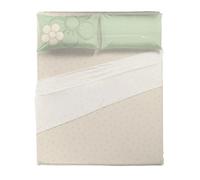 THUN Completo Letto lenzuolo e federe Matrimoniale Daisy 100% Cotone green b201061