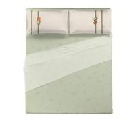 THUN Completo Letto Matrimoniale in Cotone Country Bloom Beige Verde