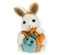 THUN - Coniglio Joy Adorabile con Uovo Azzurro - Soprammobili - Idea Regalo - Linea Color Your Easter - Ceramica - 14,5x15,2x21 h cm