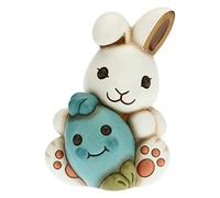 THUN - Coniglio Joy amorevole con Uovo Azzurro - Soprammobili - Idea Regalo - Linea Color Your Easter - Ceramica - 10x9,4x13 h cm