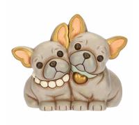 THUN Coppia cani bulldog francese in ceramica, media