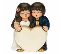 THUN - Coppia di Sposini Innamorati, Versione Grandi - Bomboniere, Bomboniere Matrimonio - Ceramica Dipinta a Mano - 6x3,8x7 cm h