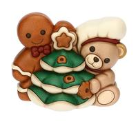 THUN - Coppia Teddy e omino di pan di zenzero Pepi in ceramica - Thunland -17,4x12,3x13,5 cm
