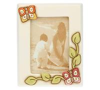 THUN - Cornice Portafoto da Tavolo Rettangolare, Decorata con Farfalle - Accessori e Decorazioni Casa - Linea Farfalle in Festa - Formato Medio - Ceramica e Vetro - Formato Foto 9,2 x 13,6 cm