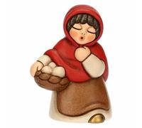 THUN - Donna con cesto di uova - ceramica - Collezione Presepe Classico - 5,7 x 4,7 x 8 cm