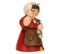 THUN - Donna con Pesce in Ceramica Decorata a Mano, Colore Rosso, Linea Presepe Classico, Decorazioni Natale Casa, 5x4.6x8.2 cm h