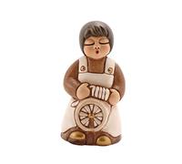 THUN® - Donna Tessitrice con Arcolaio - Versione Bianca - Statuine Presepe Classico - Ceramica - I Classici