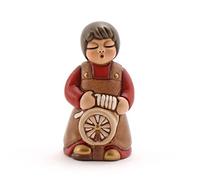 THUN® - Donna Tessitrice con Arcolaio - Versione Rossa - Statuine Presepe Classico - Ceramica - I Classici