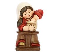 THUN® - Donna Vasaia con Tornio - Versione Rossa - Statuine Presepe Classico - Ceramica - I Classici