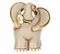 THUN, Elefante Elly con Fiore in Ceramica Decorata a Mano, Versione Media, 12.1 x 9 x 11 cm h