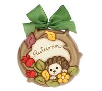 THUN, Formella Autumn, Formella in Ceramica Decorata a Mano con Piccolo Riccio fra i Fiori, 15.5x3.9x15.5 cm h