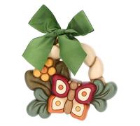 THUN, Formella con Farfalla e Fiore in Ceramica e Nastro Versione Media, Linea AbbracciAMI, Formella da Collezione, Idea Regalo per Natale, 14.5 x 4 x 14 cm